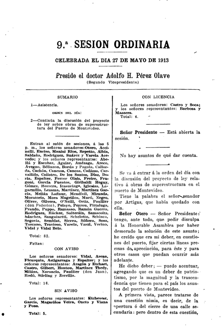DIARIO DE SESIONES DE LA ASAMBLEA GENERAL del 27/05/1913